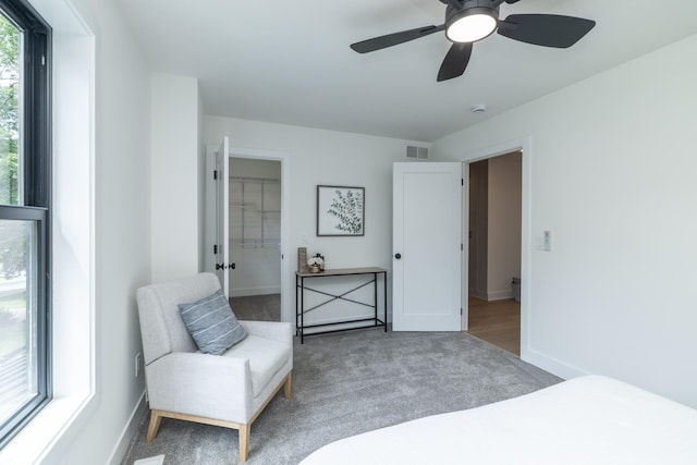 625 Ivy Falls Ave, Mendota Heights, MN 55118 - bedroom with carpet floors, a walk in closet, and ceiling fan