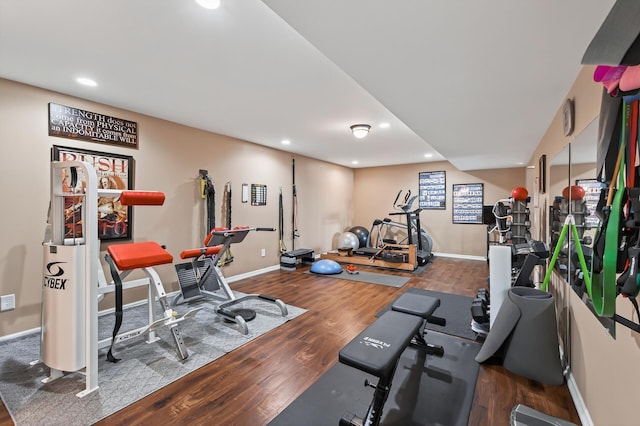 7471 260th St, Wyoming, MN 55092 - workout area featuring wood finished floors and recessed lighting