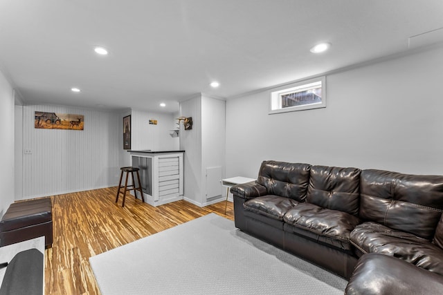 6071 Red Fox Run, North Branch, MN 55056 - living room featuring wood finished floors, ornamental molding, and recessed lighting