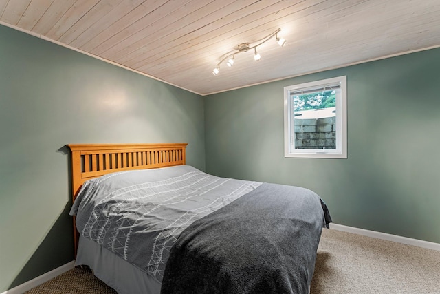 6071 Red Fox Run, North Branch, MN 55056 - bedroom featuring carpet, crown molding, and wooden ceiling