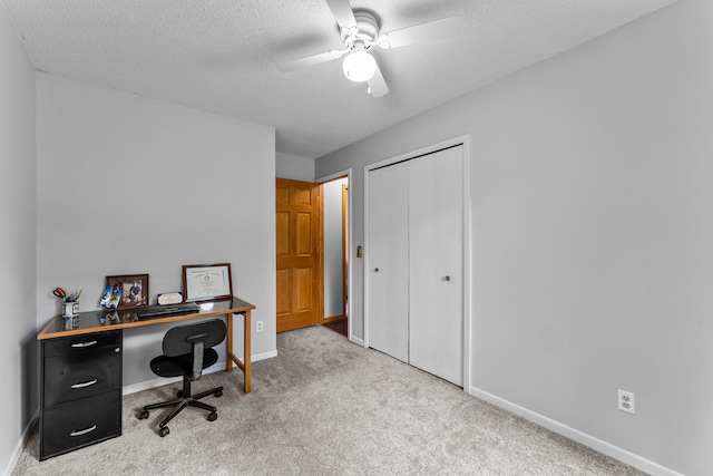 6071 Red Fox Run, North Branch, MN 55056 - office with carpet, a textured ceiling, and ceiling fan