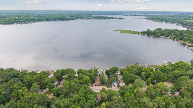 9525 Shore Trl N, Forest Lake, MN 55025 - drone / aerial view of a nearby body of water and a heavily wooded area