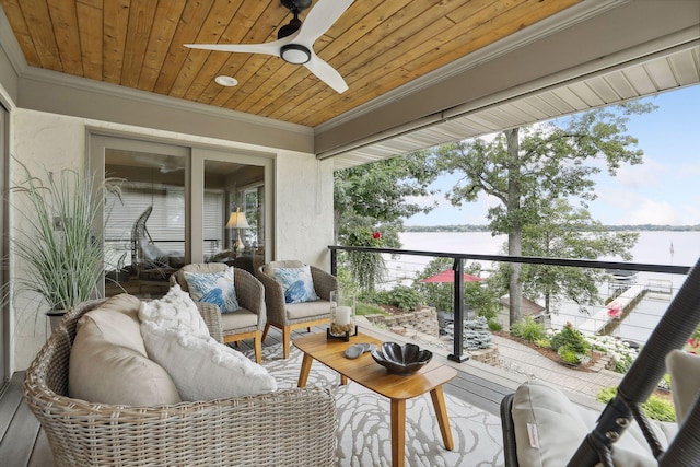 9525 Shore Trl N, Forest Lake, MN 55025 - balcony with a water view and a ceiling fan
