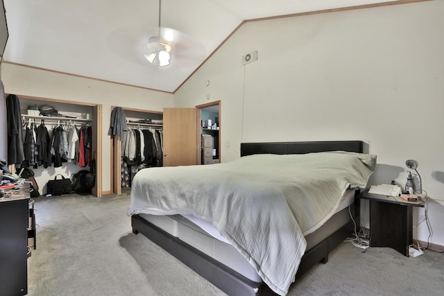 75309 Twin Oaks Rd, Bremen Twp, MN 55735 - carpeted bedroom featuring multiple closets and lofted ceiling