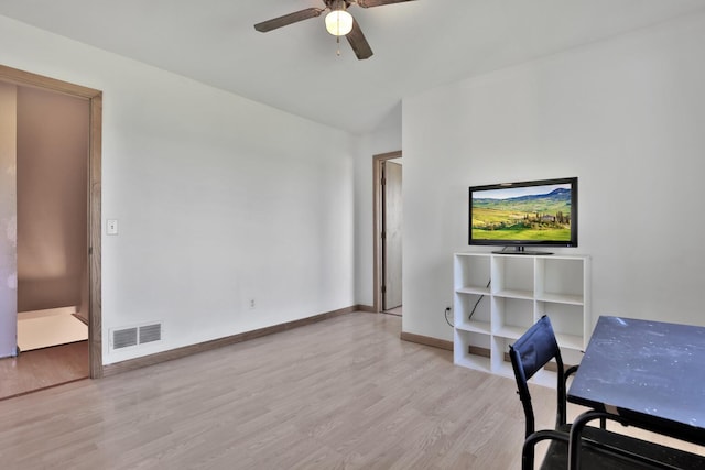 75309 Twin Oaks Rd, Bremen Twp, MN 55735 - office with light wood-type flooring and a ceiling fan
