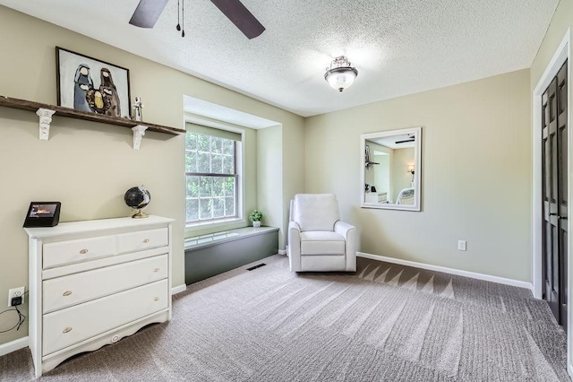 791 139th Ln NW, Andover, MN 55304 - sitting room with carpet floors, a ceiling fan, and a textured ceiling