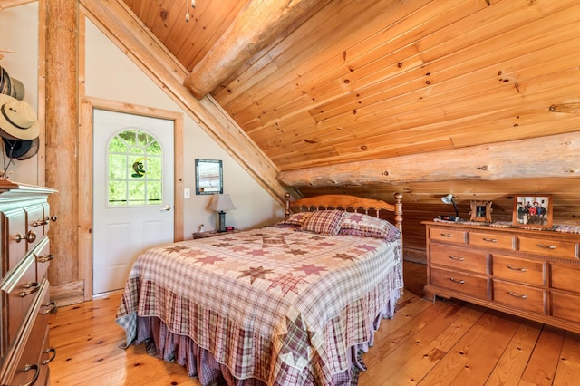 30453 County Road 19, Wiscoy Twp, MN 55971 - bedroom featuring light wood-type flooring and wood ceiling