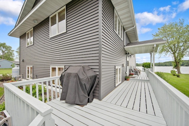 50945 Almond Ave, Nessel Twp, MN 55080 - wooden terrace with a water view and a grill