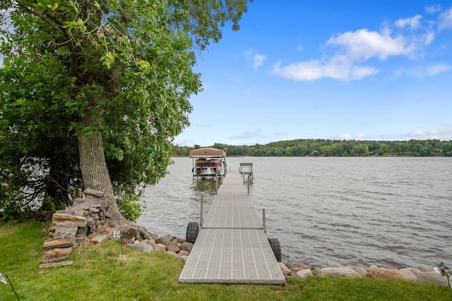50945 Almond Ave, Nessel Twp, MN 55080 - dock area with a water view and boat lift