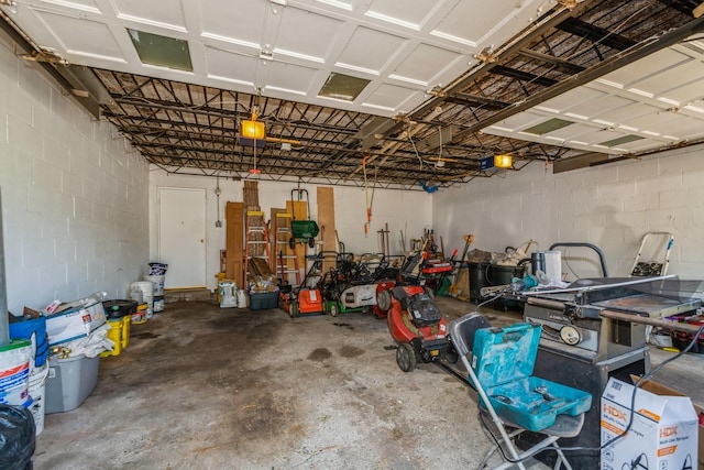 3654 Lyndale Ave N, Minneapolis, MN 55412 - garage with concrete block wall and a garage door opener