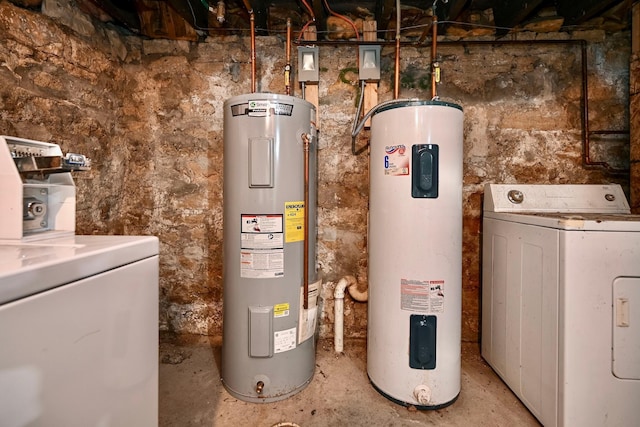 159 King St, Winona, MN 55987 - utility room featuring electric water heater and washer and dryer