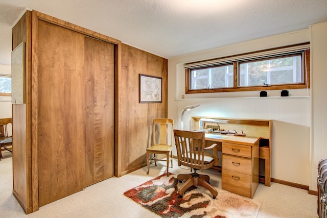 715 River Heights Rd SW, Menomonie, WI 54751 - home office featuring light colored carpet and a textured ceiling