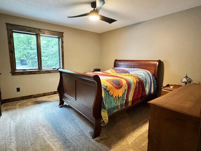 8766 Interlachen Rd, Lake Shore, MN 56468 - carpeted bedroom featuring a textured ceiling and ceiling fan