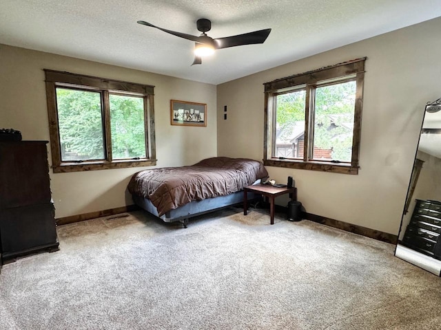 8766 Interlachen Rd, Lake Shore, MN 56468 - carpeted bedroom with ceiling fan and a textured ceiling