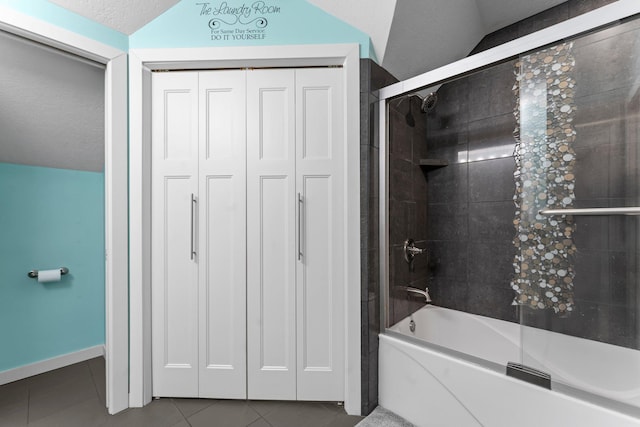640 3rd St N, Dassel, MN 55325 - full bathroom with enclosed tub / shower combo, a closet, and tile patterned floors