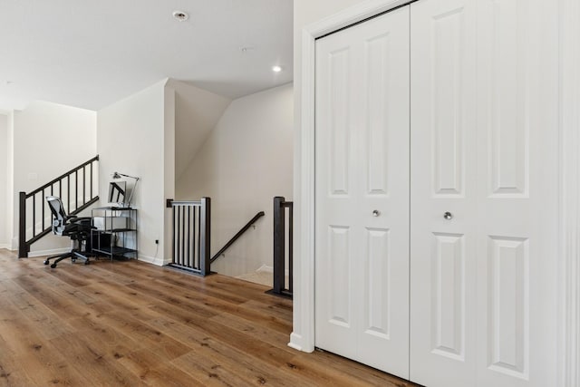 6645 Jody Ave S, Cottage Grove, MN 55016 - stairway featuring wood finished floors and recessed lighting