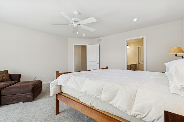 6645 Jody Ave S, Cottage Grove, MN 55016 - carpeted bedroom with recessed lighting, a ceiling fan, and ensuite bath