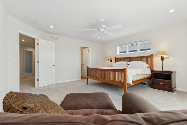 6645 Jody Ave S, Cottage Grove, MN 55016 - carpeted bedroom featuring recessed lighting and a ceiling fan