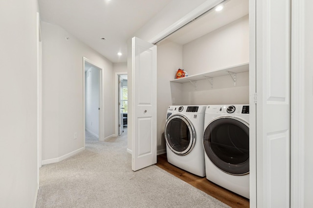 6645 Jody Ave S, Cottage Grove, MN 55016 - washroom featuring washing machine and clothes dryer, recessed lighting, and carpet flooring
