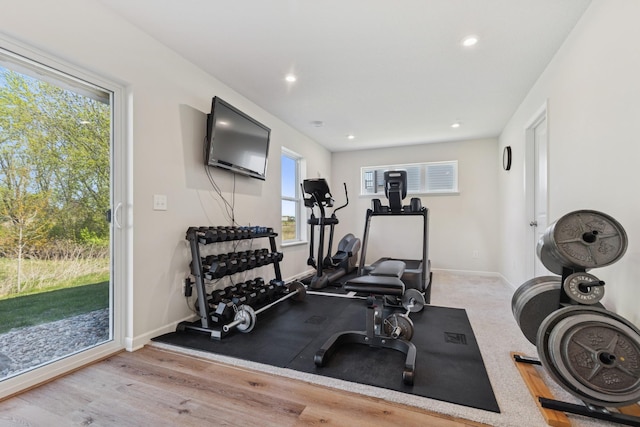 6645 Jody Ave S, Cottage Grove, MN 55016 - workout room with recessed lighting and wood finished floors