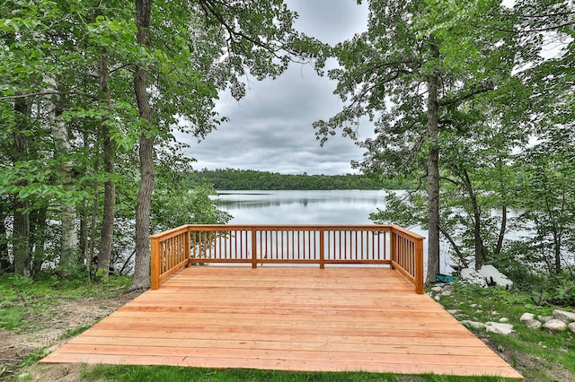 19566 Early Bird Dr, Park Rapids, MN 56470 - wooden terrace featuring a water view