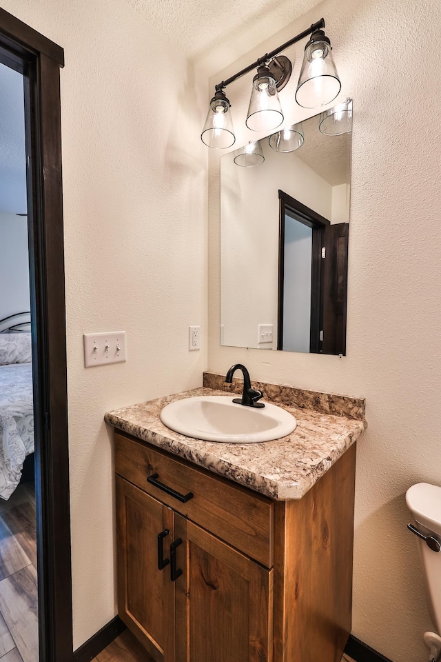 19566 Early Bird Dr, Park Rapids, MN 56470 - bathroom with vanity and wood finished floors