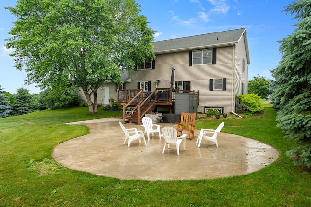 876 162nd St, Hammond, WI 54015 - back of property featuring a patio area, a wooden deck, stairs, and a yard