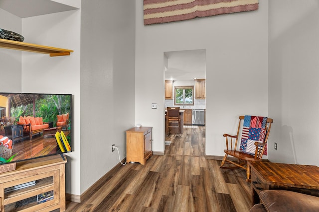 876 162nd St, Hammond, WI 54015 - hall with dark wood-style floors and baseboards