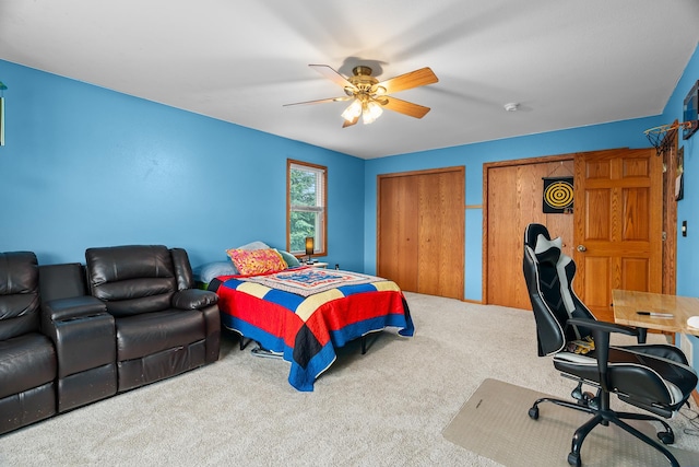 876 162nd St, Hammond, WI 54015 - carpeted bedroom with a ceiling fan, multiple closets, and an office area