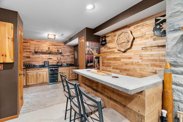 876 162nd St, Hammond, WI 54015 - indoor wet bar with beverage cooler and wooden walls