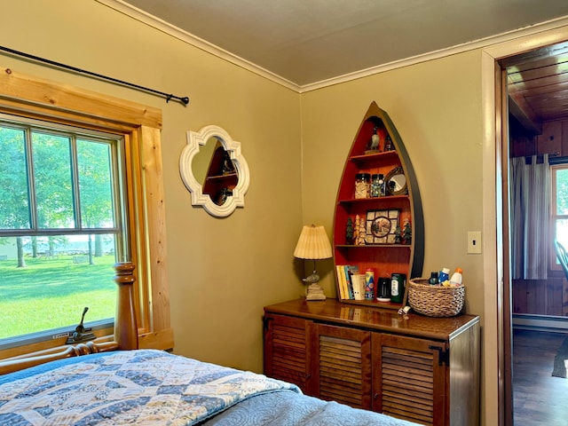 21393 324th Pl, Lakeside Twp, MN 56342 - bedroom featuring wood finished floors and a baseboard heating unit