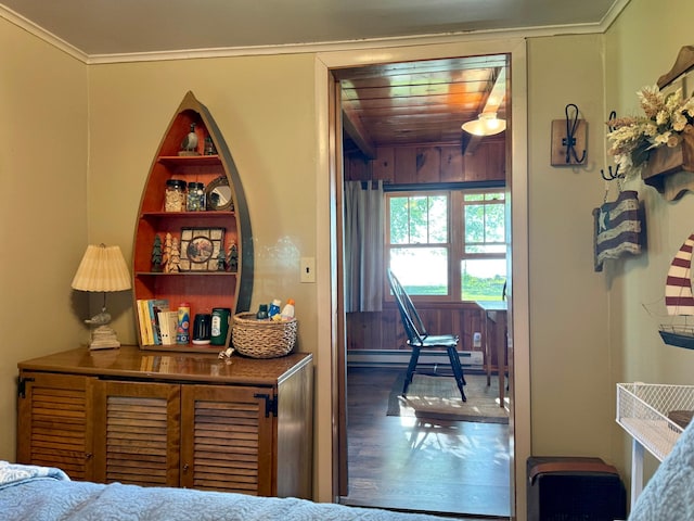 21393 324th Pl, Lakeside Twp, MN 56342 - bedroom featuring wood finished floors and a baseboard heating unit