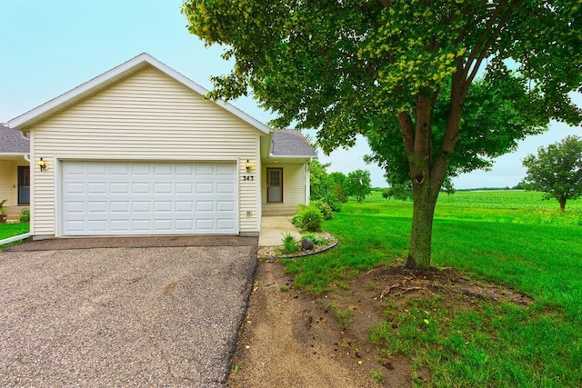 343 Perch Ln, Winsted, MN 55395 - ranch-style home with a garage, asphalt driveway, and a front lawn