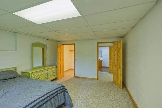 343 Perch Ln, Winsted, MN 55395 - bedroom featuring a drop ceiling, light carpet, and a spacious closet