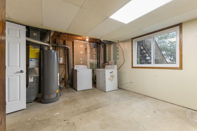 11460 Goldenrod St NW, Coon Rapids, MN 55448 - below grade area featuring separate washer and dryer, water heater, and a drop ceiling