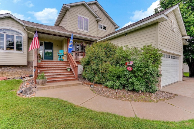 9386 Jennifer Ct, Chisago Lake Twp, MN 55013 - view of front facade with covered porch, concrete driveway, and roof with shingles
