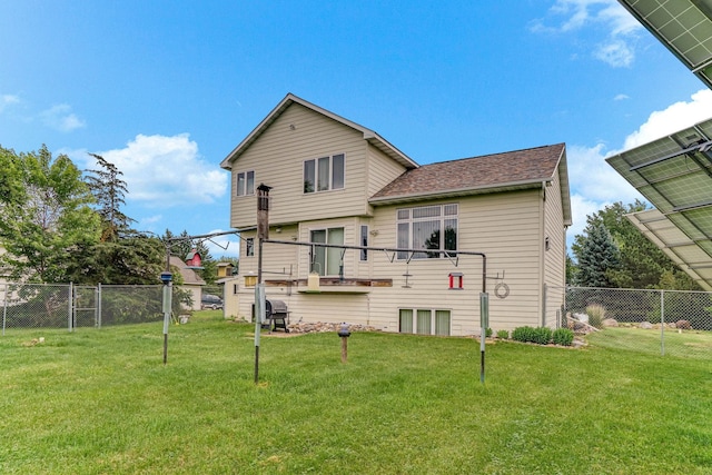 9386 Jennifer Ct, Chisago Lake Twp, MN 55013 - back of property with roof with shingles and a wooden deck