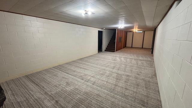 122 Plainview Ave, Mankato, MN 56001 - finished below grade area with stairs, concrete block wall, and light colored carpet