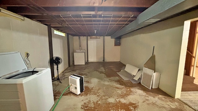 122 Plainview Ave, Mankato, MN 56001 - below grade area featuring washer / clothes dryer and electric panel