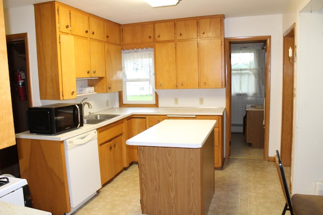 34497 Quiken Rd, Motley, MN 56466 - kitchen featuring dishwasher, black microwave, light floors, and healthy amount of natural light