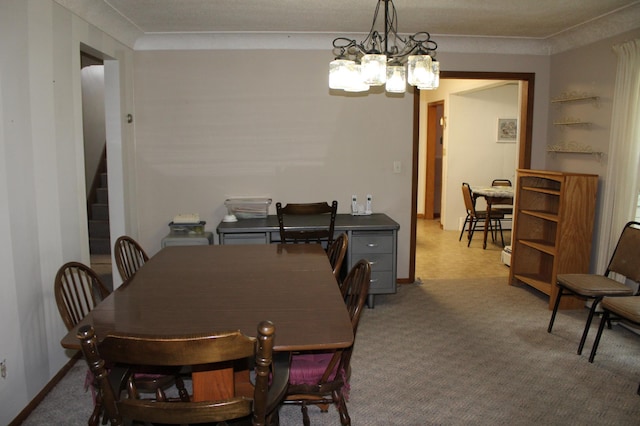34497 Quiken Rd, Motley, MN 56466 - carpeted dining area with a chandelier
