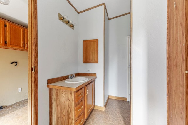 108 Hilton Ct, Mankato, MN 56001 - bathroom with vanity and crown molding