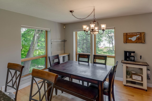 20428 Pheasant Trl, Brainerd, MN 56401 - dining room with a chandelier and light wood-style floors