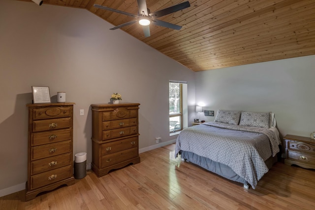 20428 Pheasant Trl, Brainerd, MN 56401 - bedroom with lofted ceiling, light wood finished floors, wood ceiling, and a ceiling fan