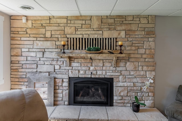 20428 Pheasant Trl, Brainerd, MN 56401 - detailed view of a paneled ceiling and a fireplace