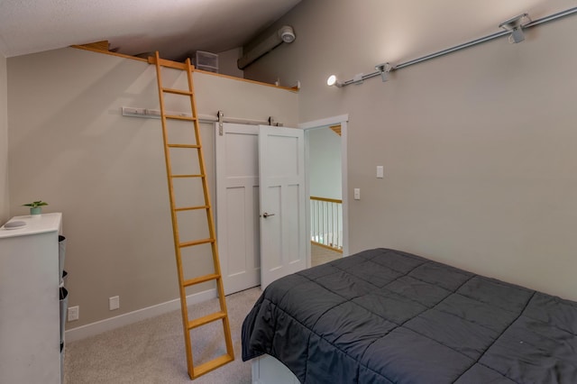 20428 Pheasant Trl, Brainerd, MN 56401 - carpeted bedroom with a barn door and baseboards