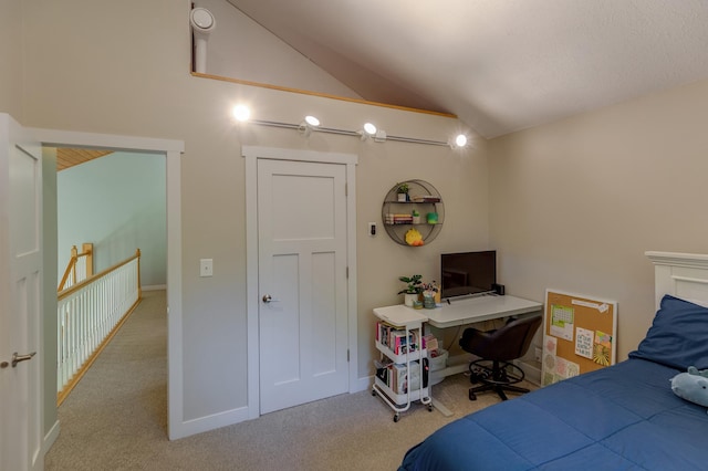 20428 Pheasant Trl, Brainerd, MN 56401 - bedroom featuring vaulted ceiling and carpet flooring
