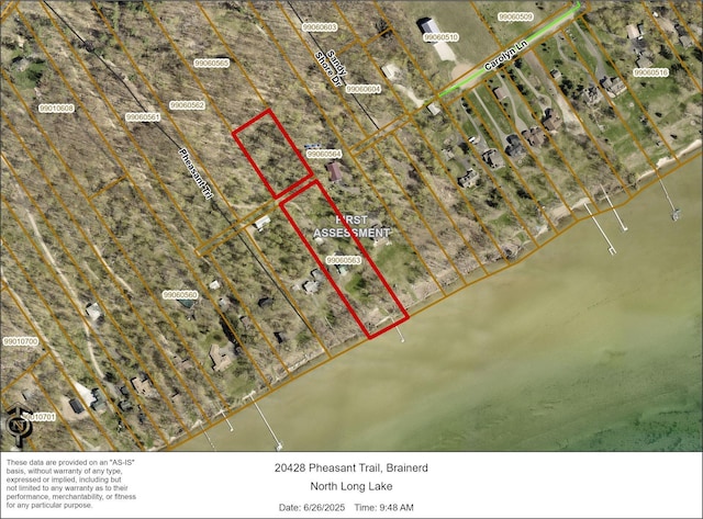 20428 Pheasant Trl, Brainerd, MN 56401 - map / location with property parcel outlined