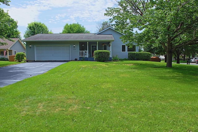 13334 Silverod Ct NW, Andover, MN 55304 - ranch-style home featuring asphalt driveway, an attached garage, a front lawn, and covered porch