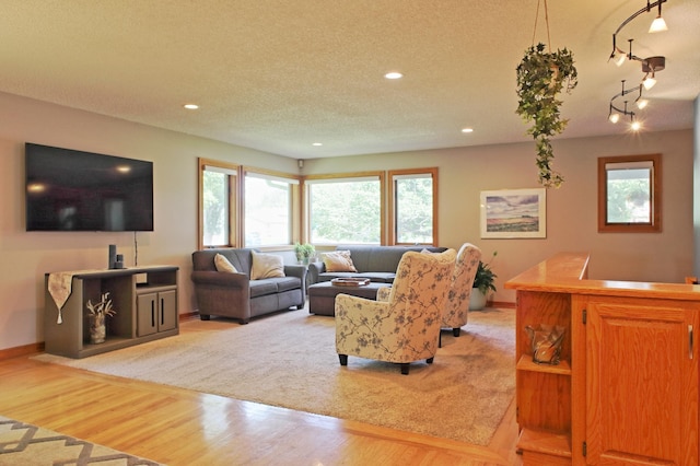 13334 Silverod Ct NW, Andover, MN 55304 - living area with healthy amount of natural light, recessed lighting, light wood finished floors, and a textured ceiling